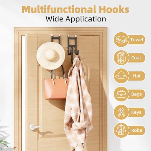 BAKON Over the Door Hooks, 2 Pack Heavy Duty Triple Hooks Fits Doors 1.6" - Image 6