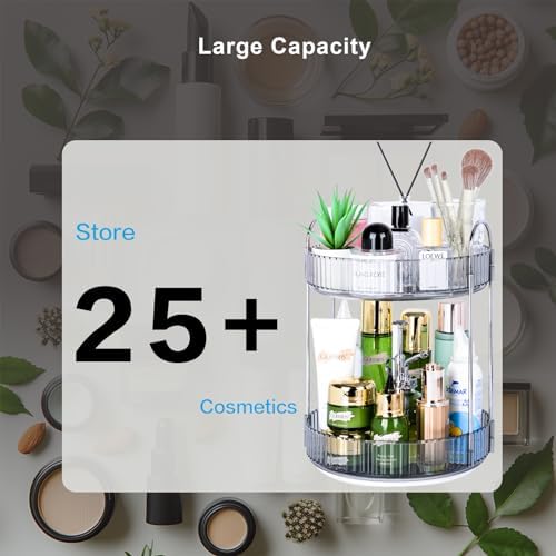 360 Rotating Makeup Organizer, 2 Tier Lazy Susan Bathroom Counter Organizer, Skincare Organizers, Spinning Perfume Organizer & Vanity Organizer Countertop (Classic Grey, 2 Tier) - Image 6