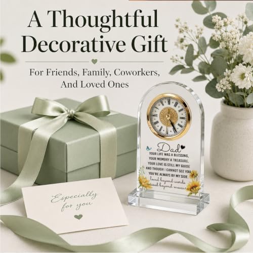 WKYAER Dad Memorial Gift, Clear Acrylic Desk Clock Decor, Sympathy Remembrance Present, Loss of Father Gift for Home Office Shelf Bedroom 4.3 x 7.8 in - Image 6