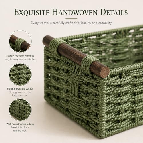 Sage Green Toilet Tank Basket, Back of Toilet Storage - Image 7