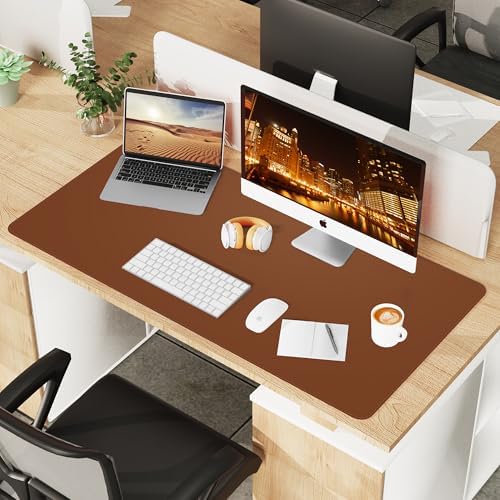 Leather Desk Pad Protector,Mouse Pad,Office Desk Mat, Non-Slip PU Leather Desk Blotter,Large Desk mat,Waterproof Keyboard mat for Office/Home/Decor (Brown,48" x 24") - Image 7