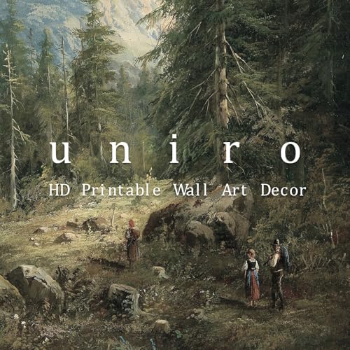 uniro Mountain Landscape Painting Vintage Spring Forest Wall Art Print Rustic Cabin Scenery Wall Decor Canvas Prints Farmhouse Spring Wall Art - 8x10 Unframed - Image 7