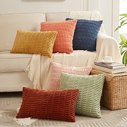 Fancy Homi 4 Packs Decorative Throw Pillow Covers for Living Room Couch Bed, Modern Farmhouse Boho Home Décor Accent Cushion Case, 16" x 16", Dusty Blue - Image 7