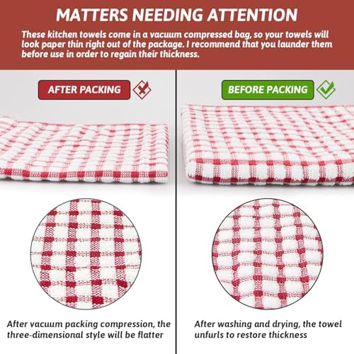 Nialnant 8 Pack Kitchen Towels, Dish Towels for Kitchen, 100% Cotton Dish Cloths for Washing Dishes, Quick Drying Reusable Cleaning Rag - 25 x 16 in - Image 7
