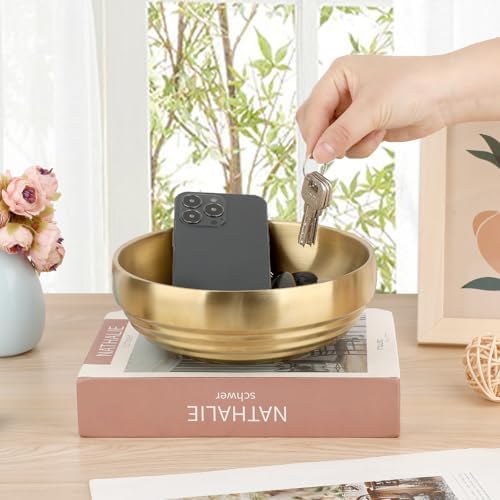 7.4" Gold Decorative Bowl, 2 Packs Key Bowls for Entryway Table - Image 7