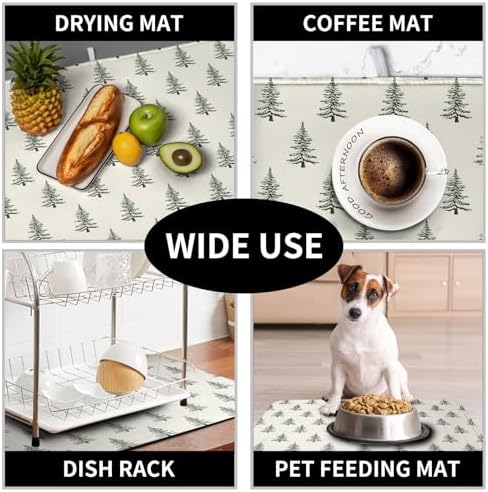 Christmas Tree Dish Drying Mat Winter Xmas Holiday Drying Mats Microfiber Absorbent Dishes Drying Pad Reusable Washable Kitchen Countertop Protector Dish Drainer Rack Mat 18x24 Inch - Image 7