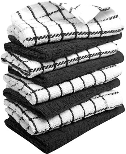 Bumble Dish Cloths (8-Pack), 100% Cotton Kitchen Towels, 12"x12" - Black - Image 6