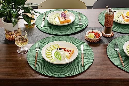 FunWheat Round Braided Placemats Set of 6 Table Mats for Dining Tables Woven Washable Non-Slip Place mats 15 inch (Olive, 6pcs) - Image 6