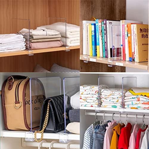 Clear Acrylic Shelf Dividers for Closet Organization - 4 Pack Closet Shelf Divider for Sweatshirt,Towel,Bag,Purse,Clothing,Sweater Organizer,Plastic Dividers and Separators for Shelves and Bedroom - Image 6