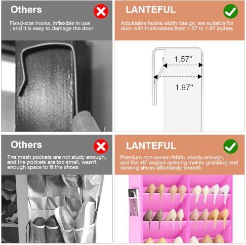 LANTEFUL Over the Door Shoe Organizer, Hanging Shoe Rack for Closet Door Shoe Storage for 30 Pairs Sneaker and Boots, Large Shoe Holder for Door with 10 Side Pockets, Space Saving, Pink - Image 7