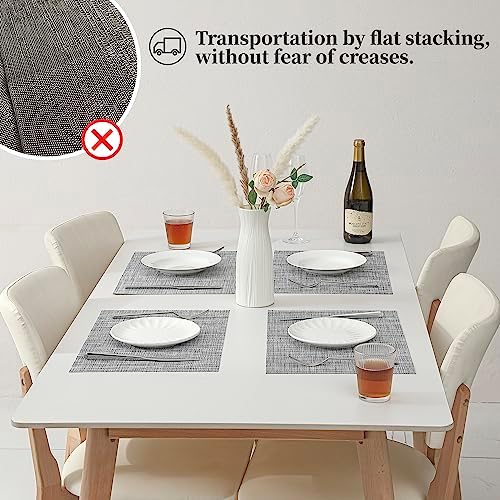 Leetaltree Linen Grey Placemats Set of 8 - Heat Resistant Non-Slip Place mats for Dining Table, Washable Durable PVC Vinyl Woven Table Mats(Linen Grey, 8) - Image 6