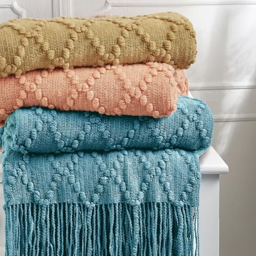 BOURINA Teal Throw Blanket 50 x70 Inch Jacquard Throw Knitted Blanket - Image 6