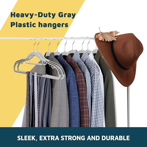 Lifemaster Plastic Clothes Hanger Set - 30 Pieces Versatile, Lightweight, Space-Saving, Non-Slip, Slim Designed, Dry and Wet Clothes Hanger Set with 360° Swivel Hook and Rubber Coating - Gray - Image 5