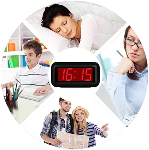 Alarm Clock,Digital Alarm Clock for Bedrooms,Battery Operated Clock,Adjustable 3 Brightness,1.2 inch LED Time Display, 12/24Hr, Cordless,Snooze (Black) - Image 7