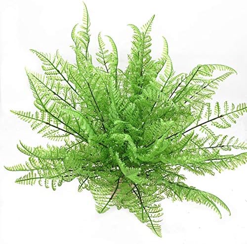 Artificial Plants, Plastic Grass Fern Shrubs Leaves Fake Bushes Outdoor Indoor Greenery Home Garden Décor Verandah Planting Filler Table Centerpieces Arrangements DIY Decoration 4 Pack - Image 7