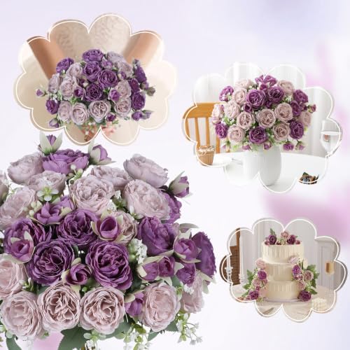 Luyue 4 Packs Purple Peonies Artificial Flowers Faux Peony Bouquet Purple Fake Flowers for Vase Silk Floral Arrangements for Table Centerpiece Wedding Decoration Indoor Autumn Home Decor - Image 7