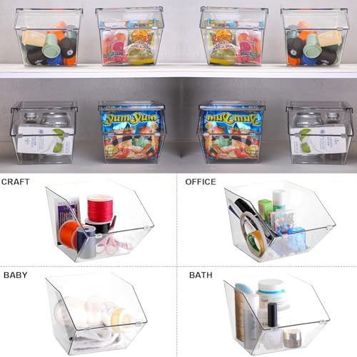 Yerliker 6 Pcs Stackable Storage Bins with Lids Organizer, Clear - Image 6