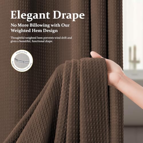 Dynamene Stall Waffle Shower Curtain 256 GSM Heavy Fabric 54x78 Brown - Image 6