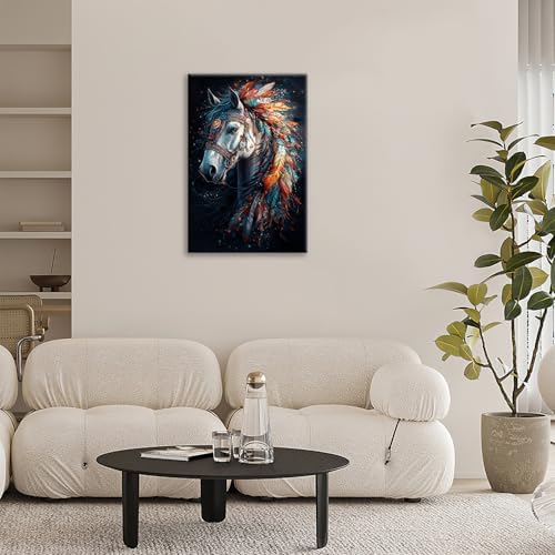 Horse Pictures Wall Art, Horse Animal Bathroom Wall Decor, Aesthetics Modern Framed Painting Elegant Canvas Artwork for Bathroom Bedroom Living Room Decorations 24" L x 16" W - Image 7