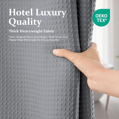 Dynamene Long Waffle Shower Curtain 256 GSM Heavy Fabric 72x78 Grey/Gray - Image 6