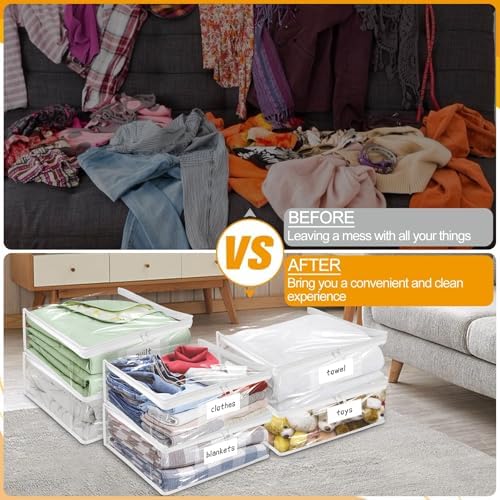 Plastic Storage Bags with Easy-Glide Zipper, Pack of 8, Durable Clear Vinyl Zippered Storage Bags for Clothes Sweaters Comforters Blankets Sheets Bedding (15 x 12 x 5 Inch, Transparent White) - Image 7