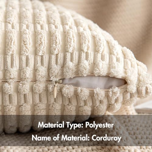 MIULEE Euro Sham Corduroy Decorative Throw Pillow Covers 22x22 Cream White - Image 6