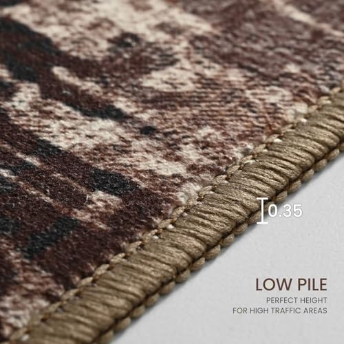 Area Rug 4x6 Brown Rug Washable Boho Rugs Non Slip Low Pile Abstract Coffee Small Carpet for Entryway, Bedroom, Kitchen, Classroom, Kids Room, Office, Dorm, Dining Room - Image 7
