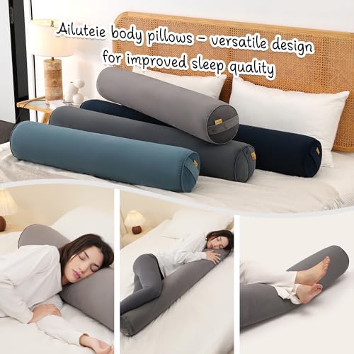 Body Pillow for Adults,Long Round Pillow,Big Cylindrical Pillow,Large Full Bolster Pillows for Side Sleepers (Steel Gray, 39.37"*7.87") - Image 6