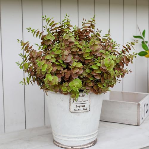 alyptus Artificial Fall Leaves Plant – 8PCS Outdoor Fake Greenery Boxwood Shrubs UV Resistant Fake Plants for Porch, Patio, Thanksgiving or Autumn Home Decor - Fall Leaves - Image 7