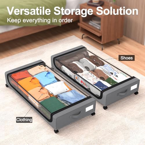 GoMaihe Under Bed Storage with Wheels 70L Grey 2-Pack - Image 6