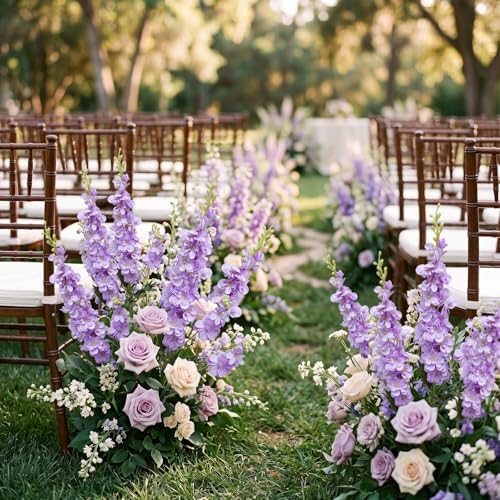 16Pcs Purple Delphinium Artificial Flowers 33.5'' Long Stem Larkspur Flower - Image 7