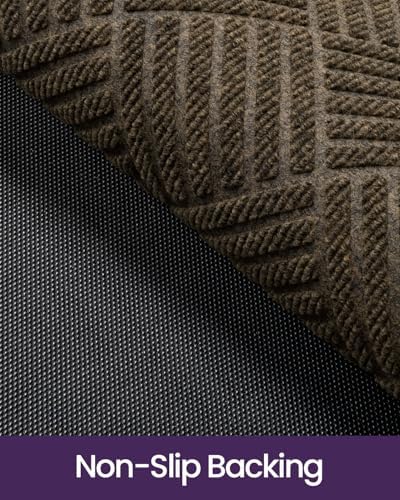 DEXI Front Door Mat Outside Entrance 24x36 Rubber Entry Doormat Brown - Image 6