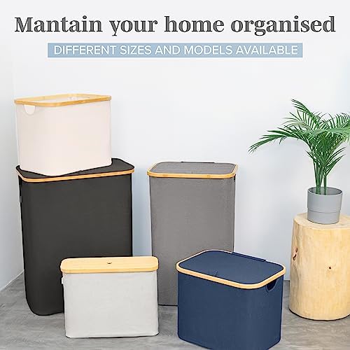 LONBET Toilet Paper Storage for 12 Rolls, Stackable & Foldable - The Ultimate Bathroom Organizer - Waterproof Basket with Bamboo Lid - Elegant Toilet Paper Storage Holder, Blue - Image 6