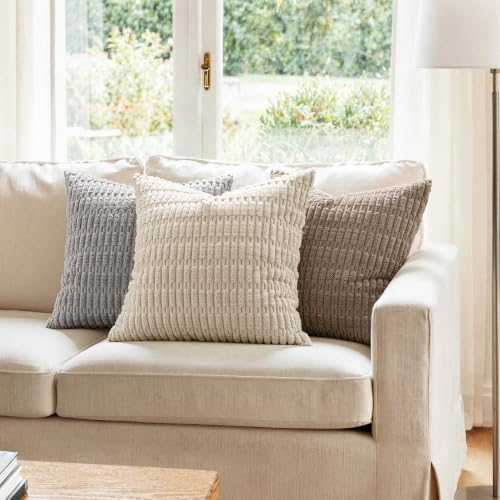 MIULEE Lumbar Corduroy Decorative Throw Pillow Covers 24x14 Cream White - Image 7
