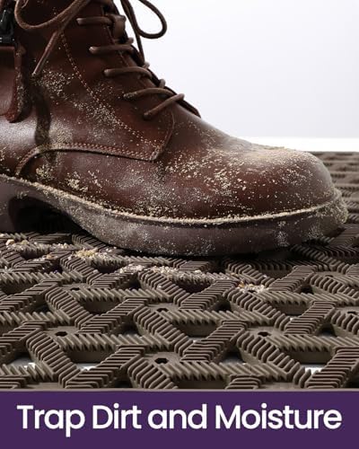 DEXI Front Door Mat Outside Entrance Rubber Floor Doormat, 24x36 Brown - Image 6