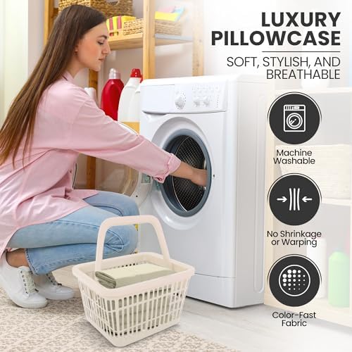 Pillow Covers Standard Set of 12, Soft and Comfy Pillow Cases, Ivory - Image 7