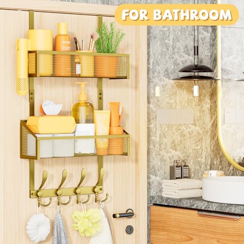 Kaiferty Over The Door Hooks Organizer, Coat Rack Over The Door Storage Hanger Towel Rack, Back of Door Storage Organizer for Bathroom,Bedroom,Kitchen,Office (Gold, 3-Tier) - Image 7