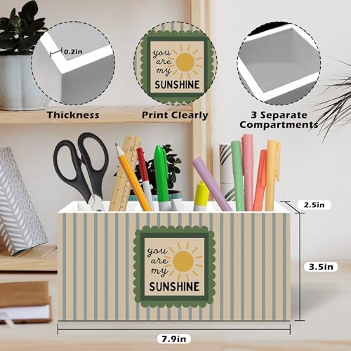 Boho Classroom Pen Holder, You Are My Sunshine Office Pen Pencil Holder Organizer for Desk Accessories, Retro Striped Wooden Box Desk Decor for Kids Nursery Room Office Desk Decorations - Image 7