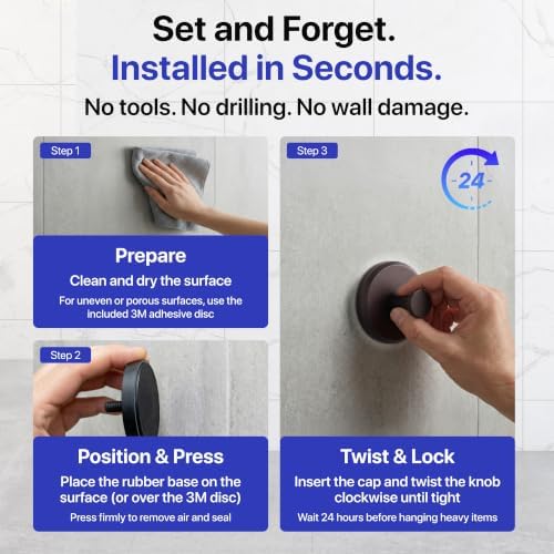 HOME SO Suction Cup Hooks for Shower & Bathroom Towel Holder 4-Pack Bronze - Image 6