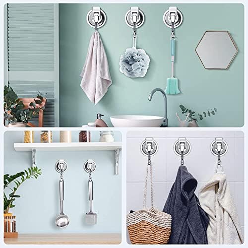 Wreath Hanger, 6 Pack, Silver-Plated Polished Suction Hooks for Window Glass Kitchen Bathroom, Reusable Without Punching for Towel Loofah Robe Coat Wreath Decor, ABS Plastic - Image 6
