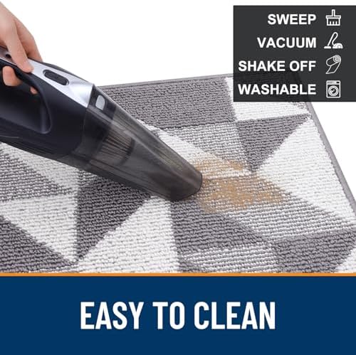 OLANLY Door Mat Indoor Entrance Washable 30x17, Odor-Free Low-Profile Front Back Geometric Doormat, Absorbent Resist Dirt Entry Carpet, Easy to Clean Sturdy Inside Floor Mats for Entryway, Grey - Image 6