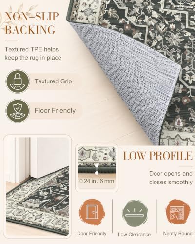 OLANLY 3x4 Washable Accent Rug, Soft Non Slip Carpet for Entryway Bedside - Image 7