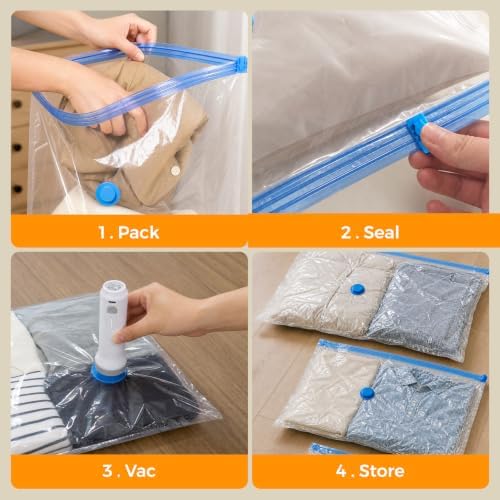 15 Pack Travel Vacuum Storage Bags with Rechargeable Cordless Pump, 3 Sizes - Image 7