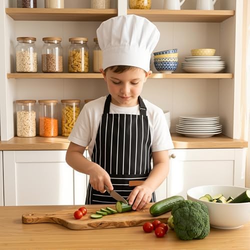 2 Pack Stripes Kids Apron, Kids Cooking Aprons with 2 Pockets, Cute Aprons for Cooking for Boys and Girls - Image 7