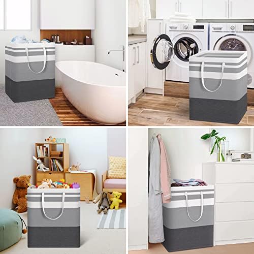 HomeHacks 2 Pack Laundry Baskets, Laundry Hampers Bags (Grey+Blue 125L) - Image 6