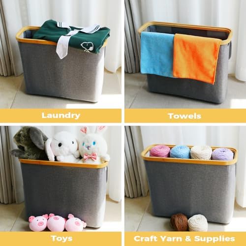 Elegant Toilet Paper Storage with Lid, Narrow Toilet Paper Holder Beside Toilet, Classy Bathroom Tissue Storage, Slim Toilet Paper Storage, Waterproof Oxford Fabric for Mega Rolls 30L (Gray) - Image 6