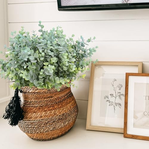 RECUTMS 12 Bundles Artificial Eucalyptus Plant Stems Branch 13In Dusty Blue - Image 6