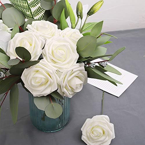 Artificial Roses Flowers Real Touch Fake Flower with Stem Decorations,25Pcs - Image 6