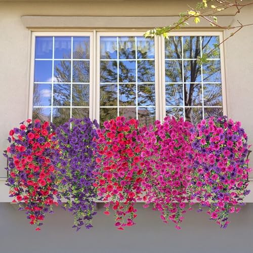 Artificial Petunias Flowers for Outdoors, Fake Hanging Plants UV Resistant - Image 6