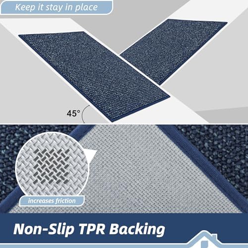 BEQHAUSE Dirt Trapper Door Mat 24" x 36", Non-Slip Washable Doormats, Blue - Image 6